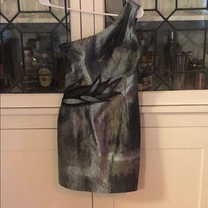 NWT Nine West metallic one shoulder dress
